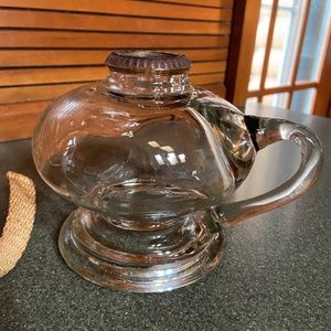 Clear glass handle kerosene oil lamp finger smooth antique